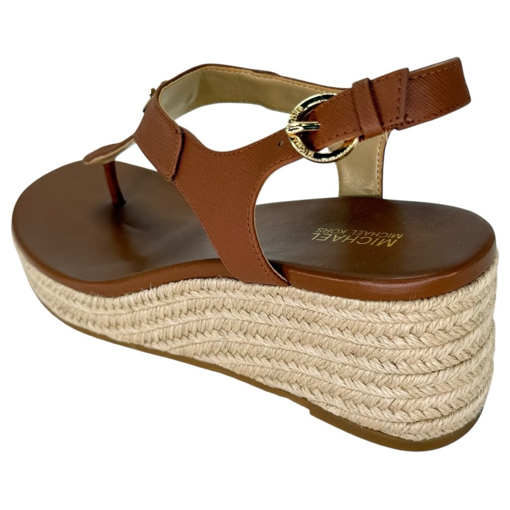 Michael Kors Laney Tan Faux Leather Womens Thong Wedge Sandals Size 7.5M - Picture 8 of 12